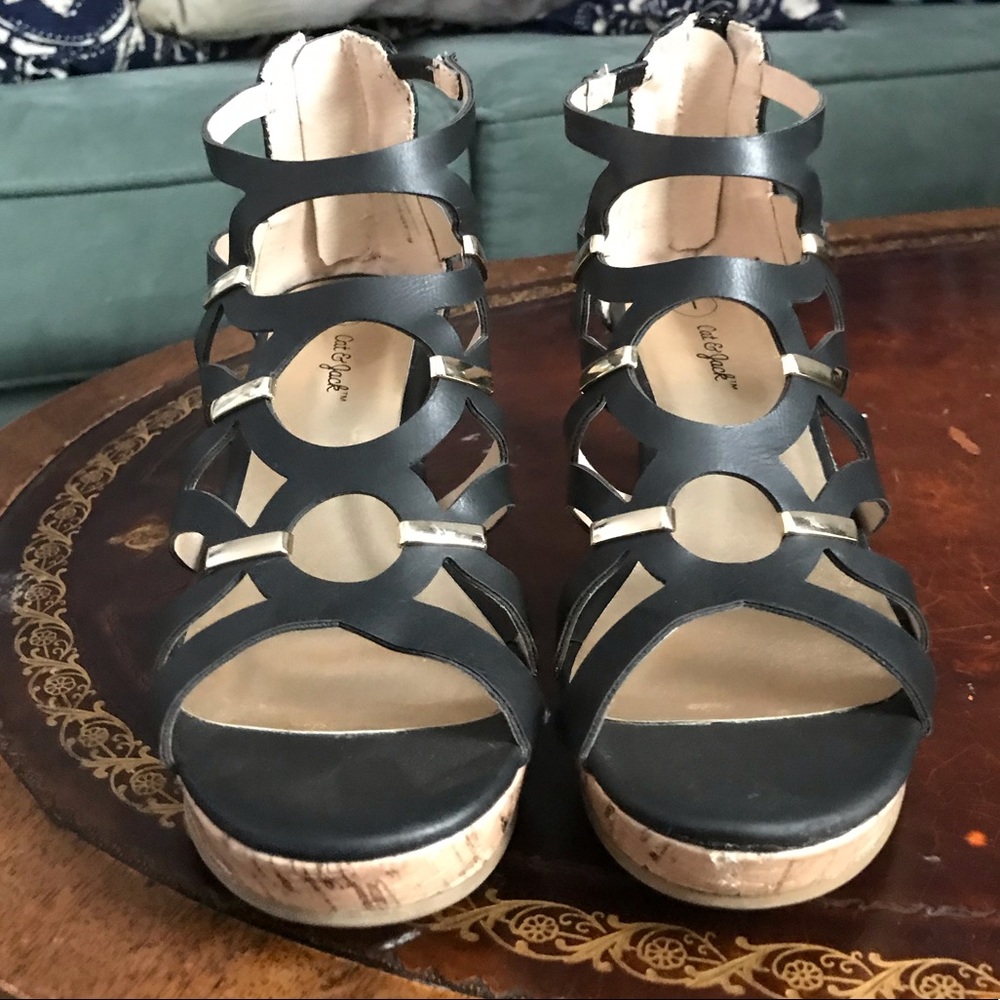 Cat & Jack high heel wedge sandals; size 1